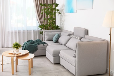 Photo of Modern living room interior with comfortable sofa