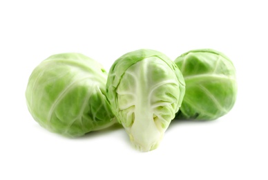 Tasty fresh Brussels sprouts isolated on white