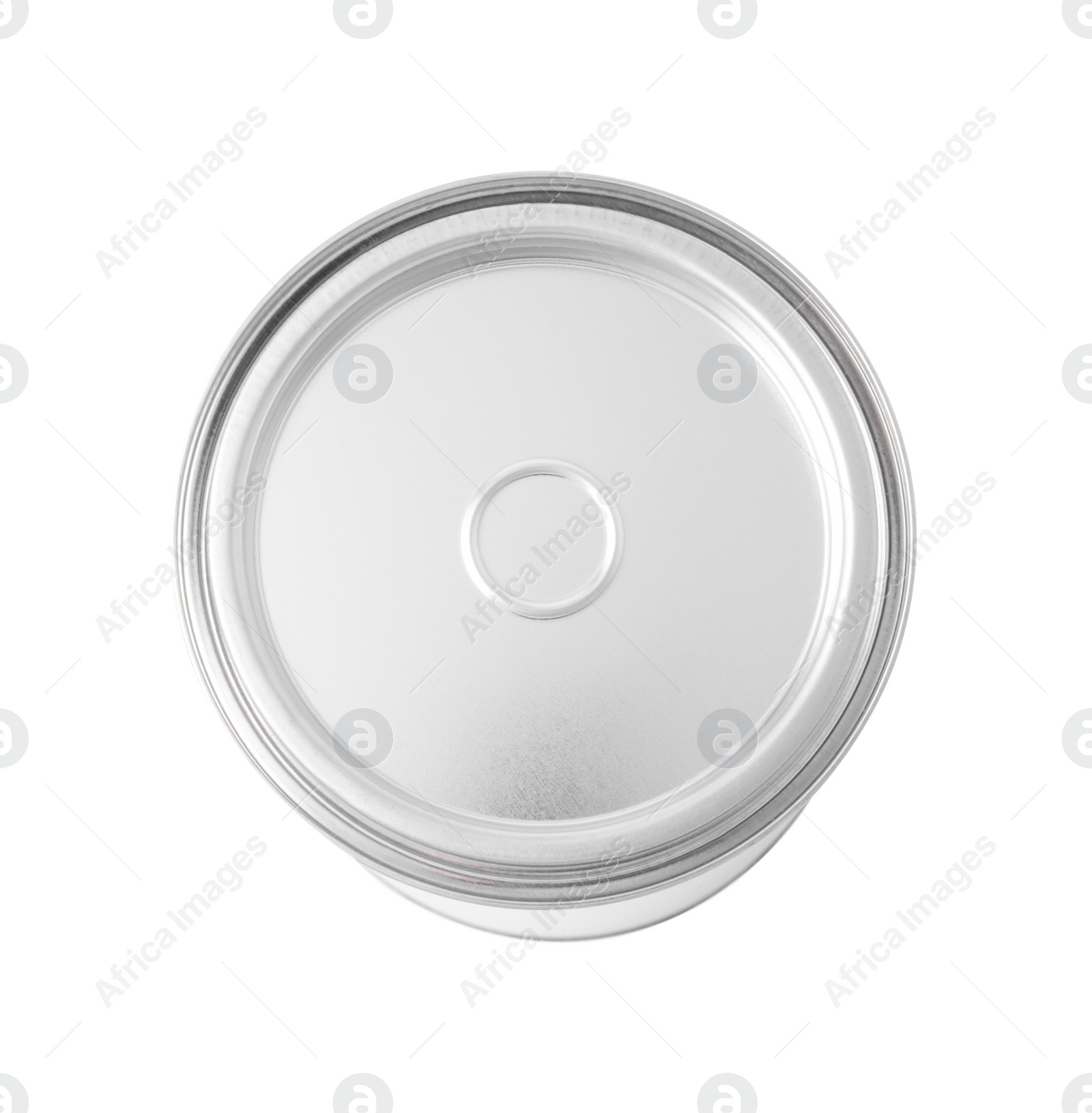 Photo of One can of paint on white background, above view