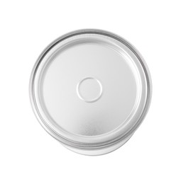 Photo of One can of paint on white background, above view