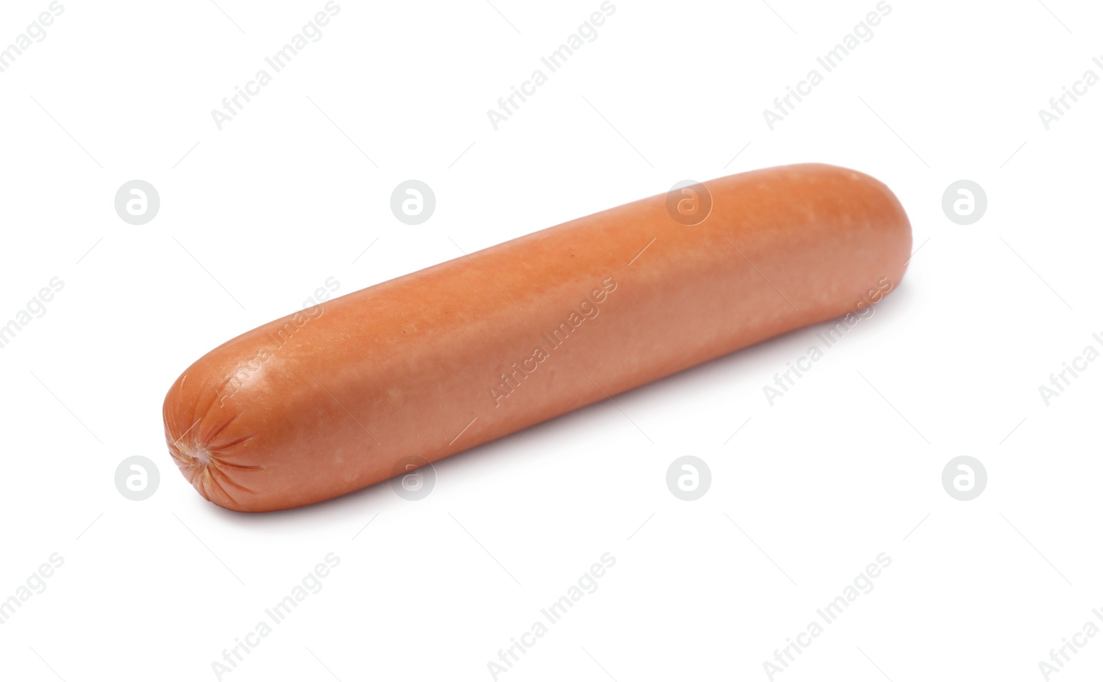 Photo of Fresh raw sausage isolated on white. Ingredient for hot dog