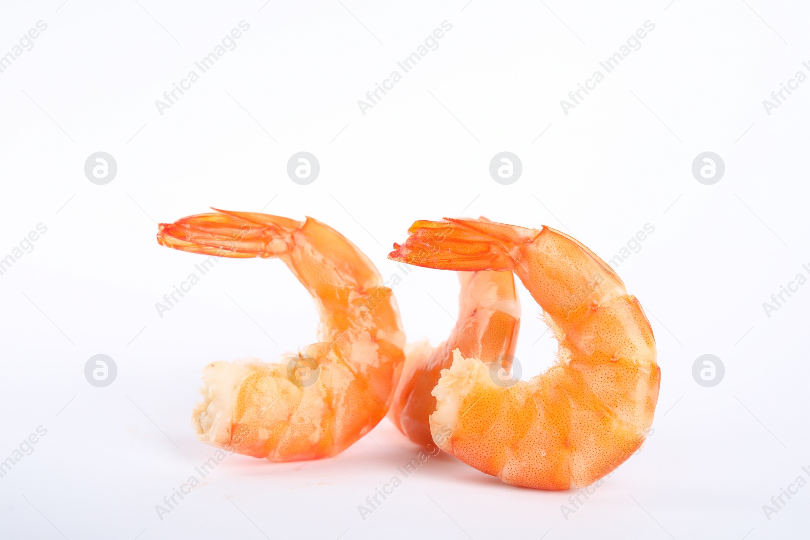 Photo of Delicious freshly cooked shrimps isolated on white