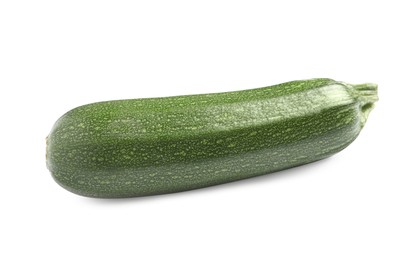 Photo of One raw ripe zucchini isolated on white