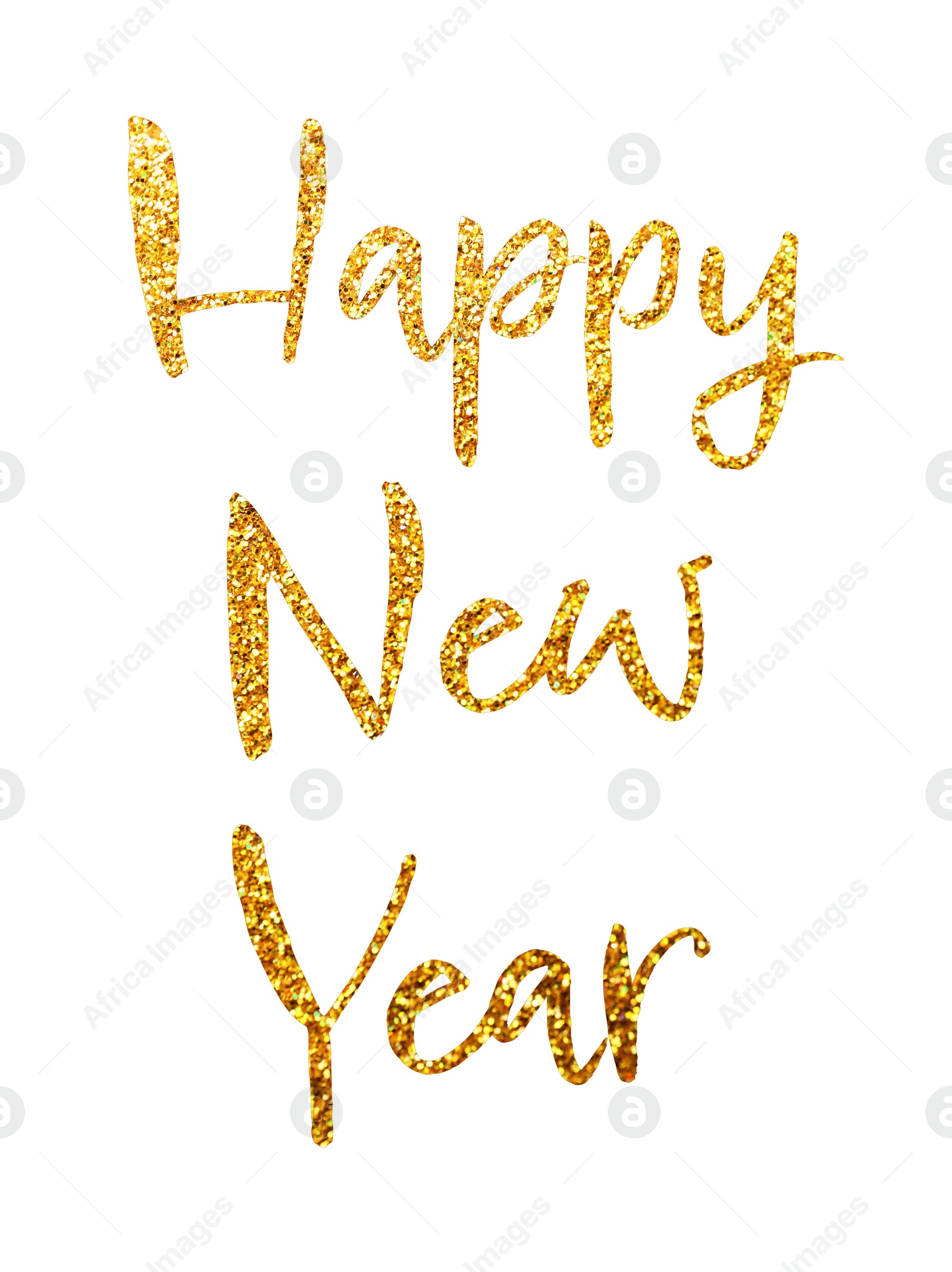 Illustration of Glittery golden text Happy New Year on white background