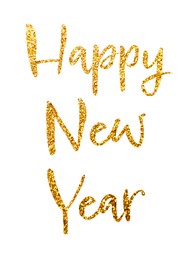 Illustration of Glittery golden text Happy New Year on white background
