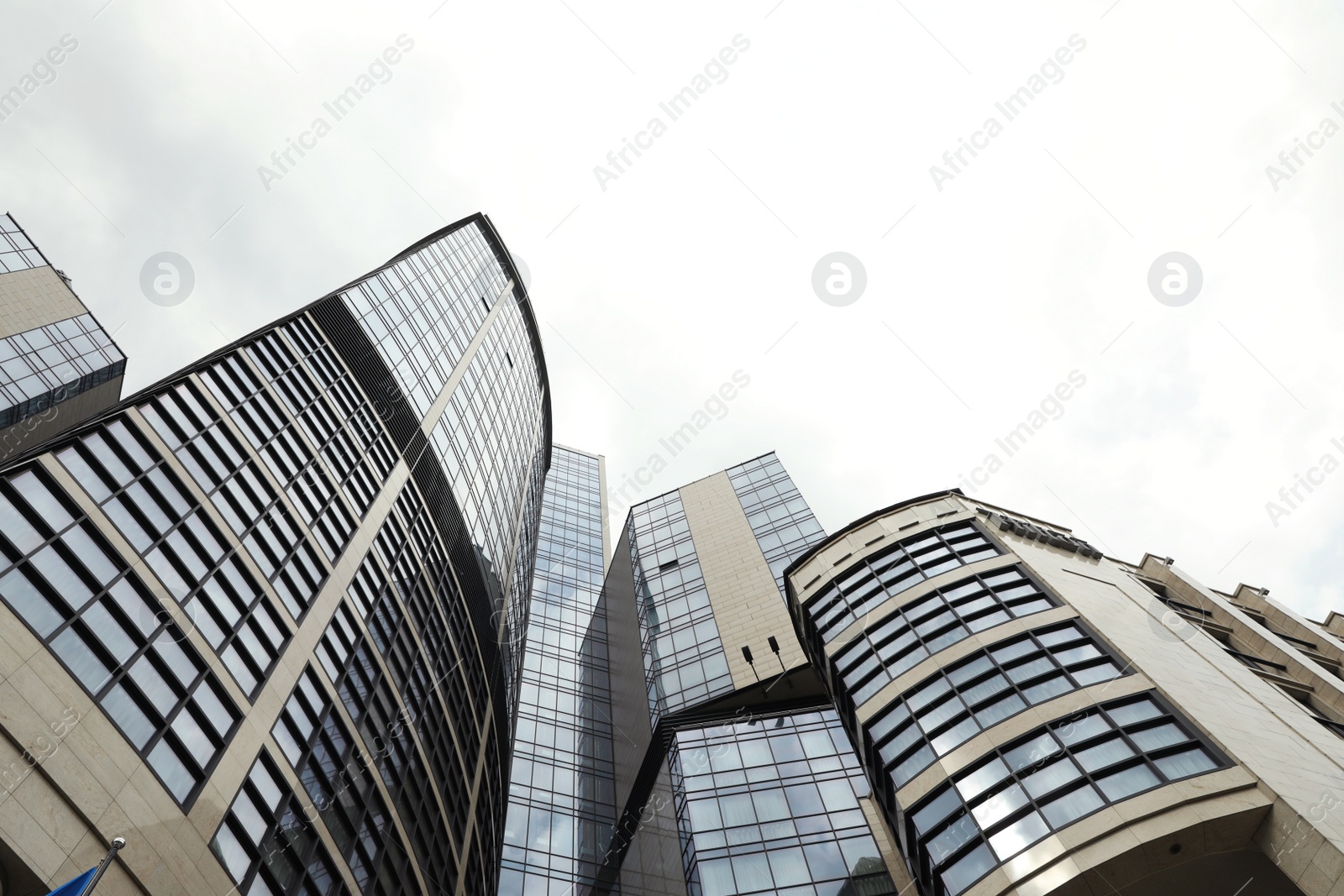 Photo of KYIV, UKRAINE - MAY 21, 2019: Low angle view of modern hotel HILTON