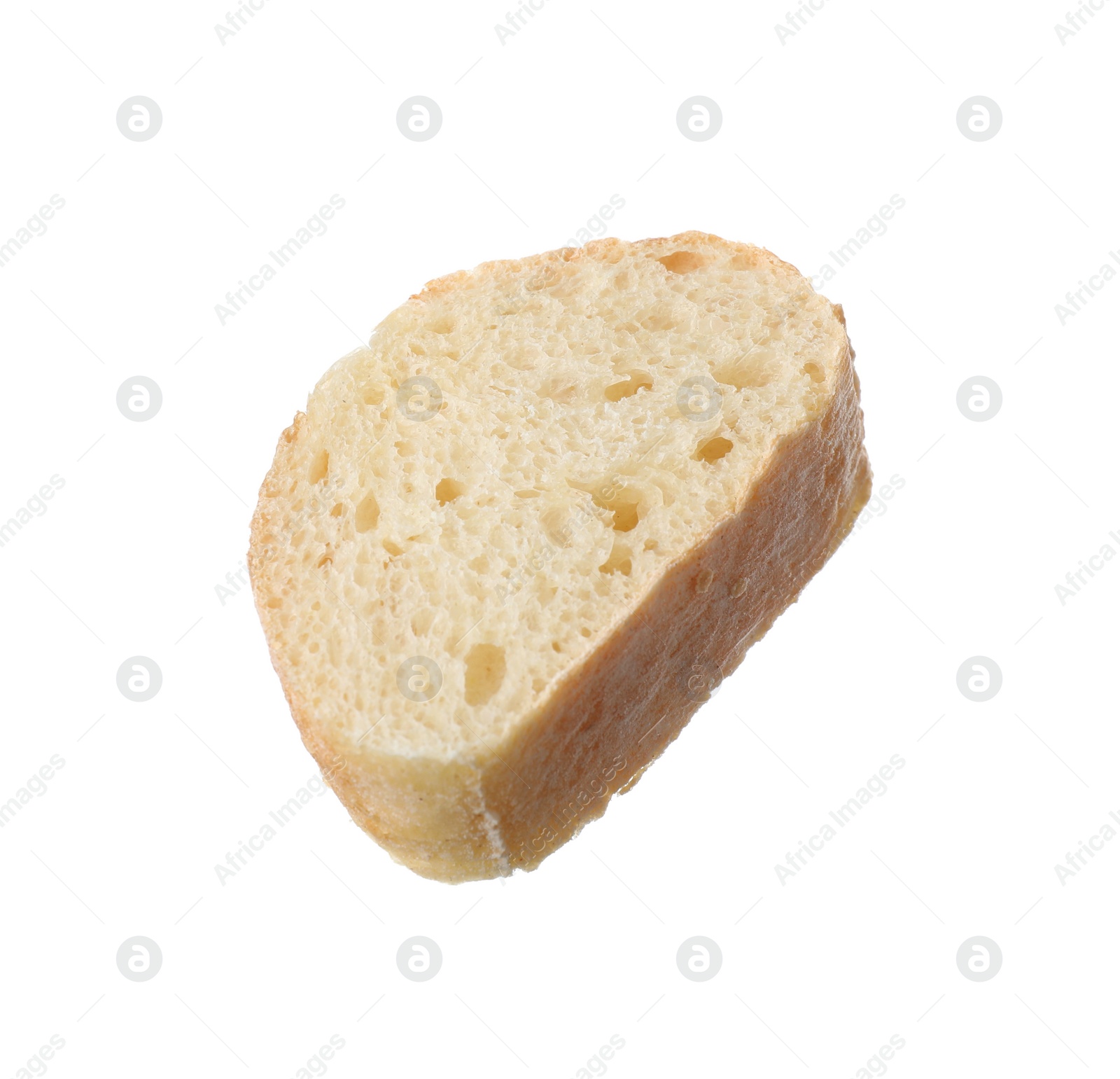 Photo of Slice of fresh baguette isolated on white