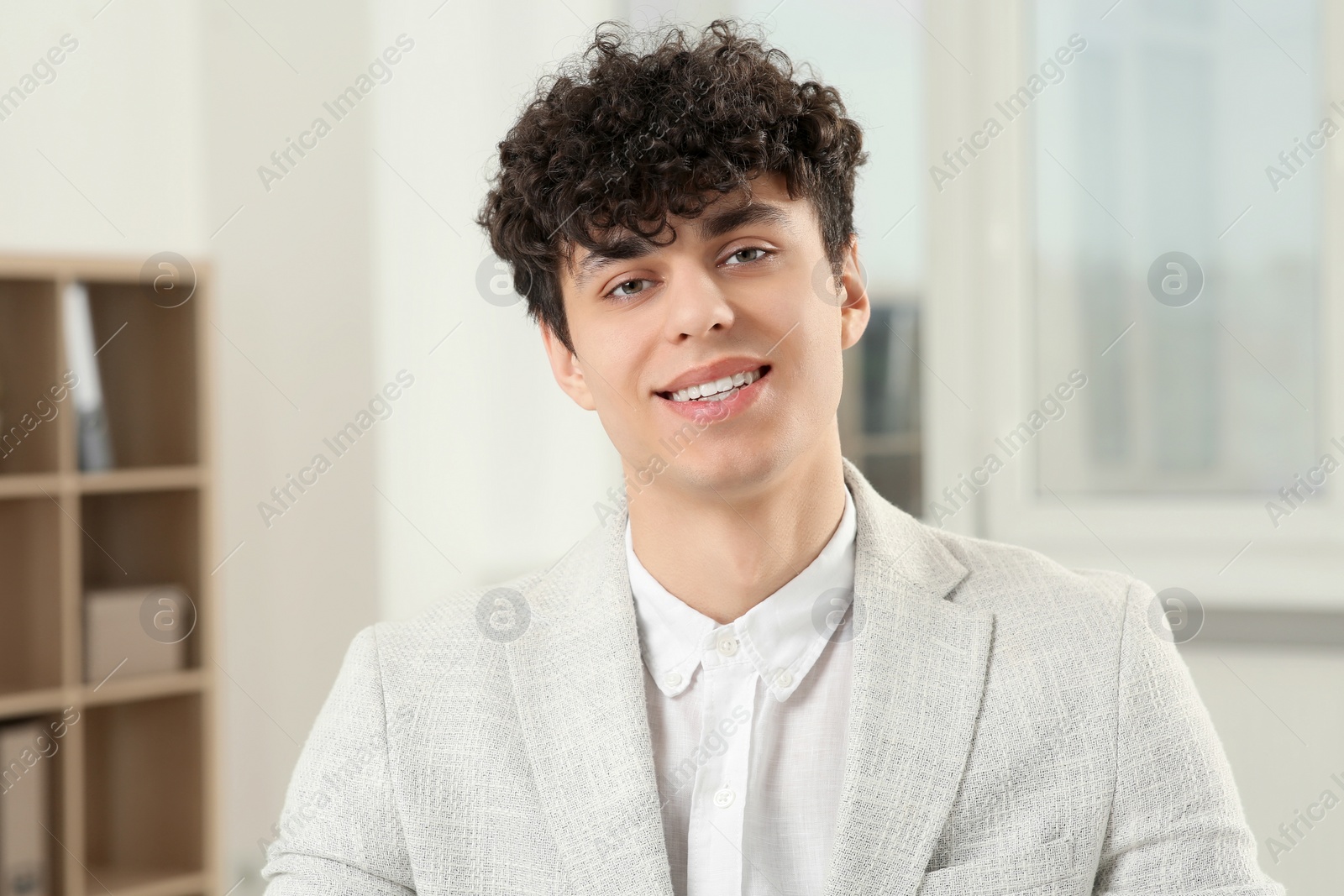 Photo of Young man having online video call at home, view from web camera