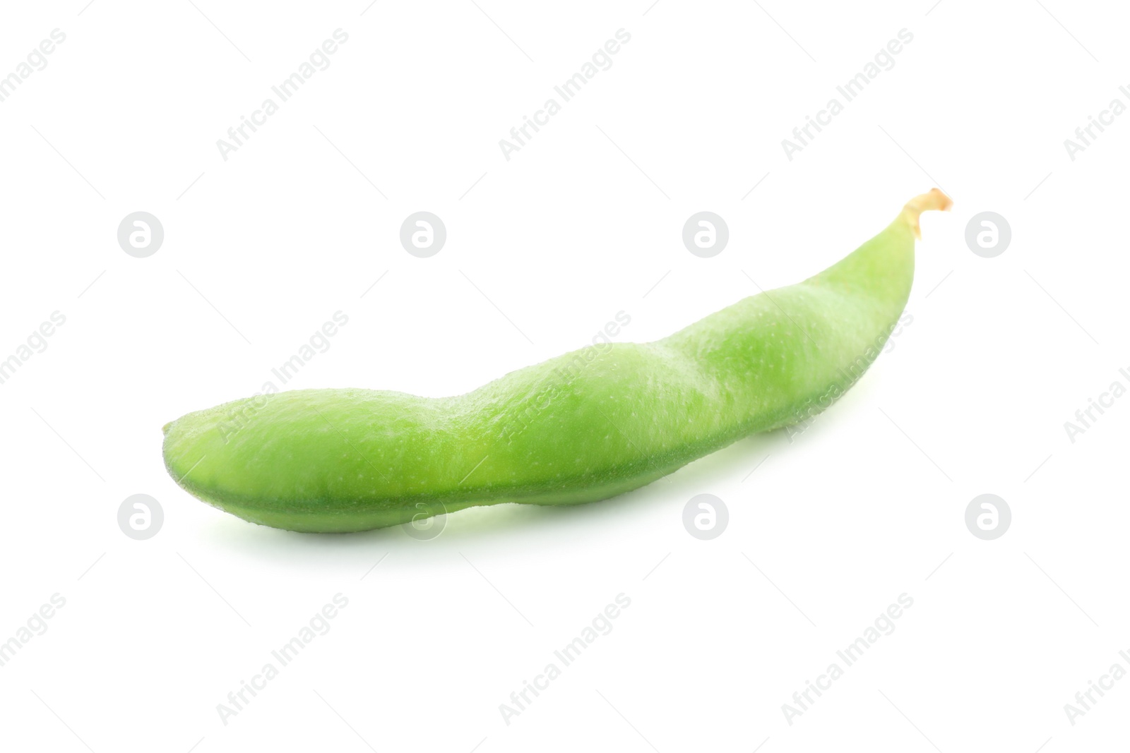 Photo of Raw green edamame pod on white background