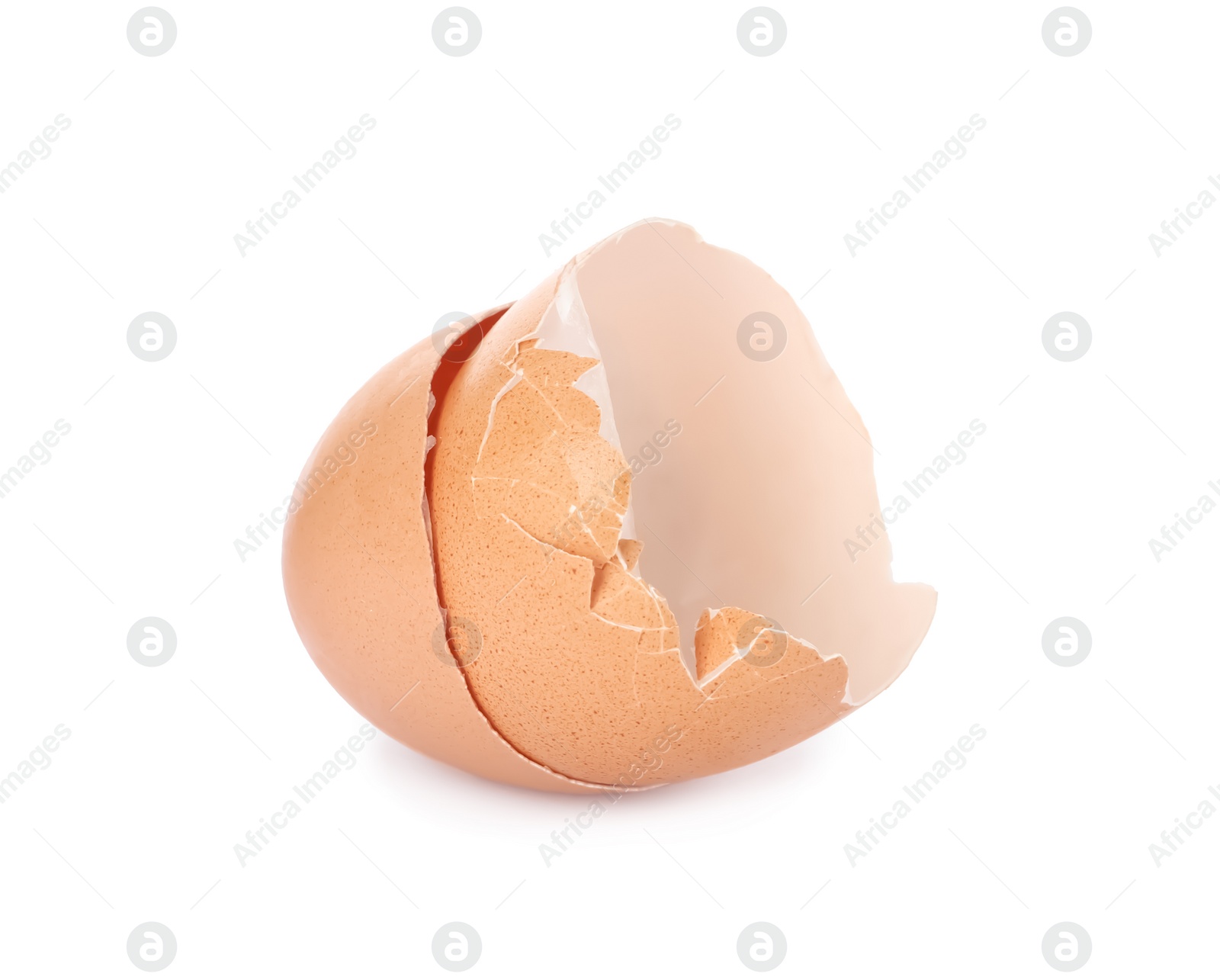 Photo of Egg shells on white background. Composting of organic waste