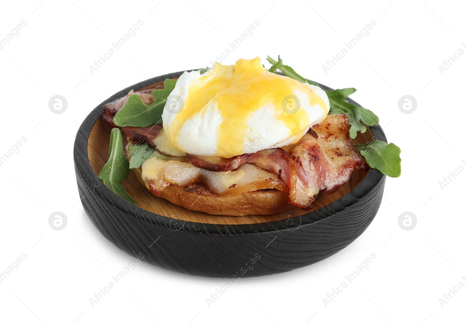 Photo of Fresh delicious egg Benedict isolated on white