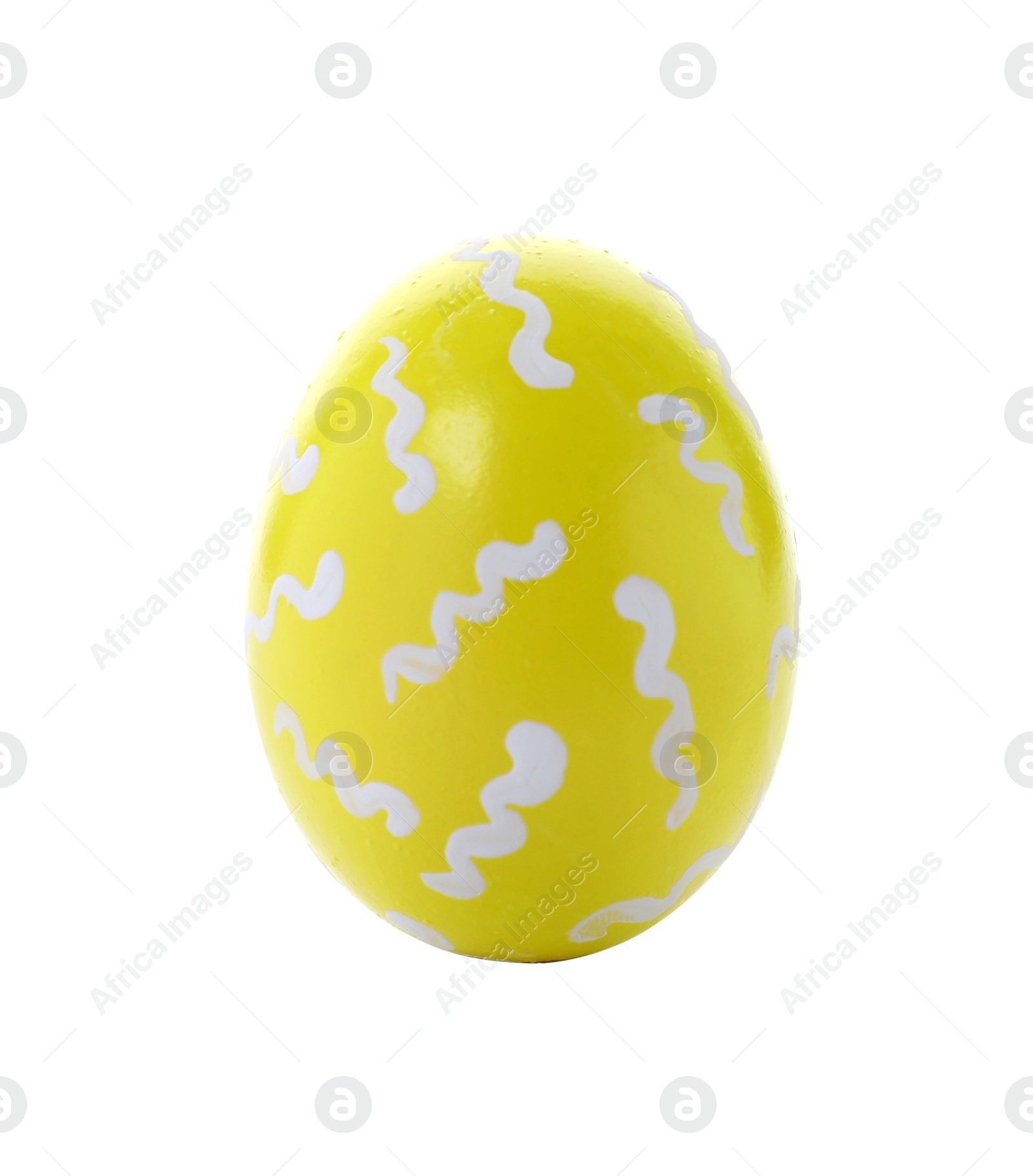 Photo of Decorated Easter egg on white background. Festive tradition