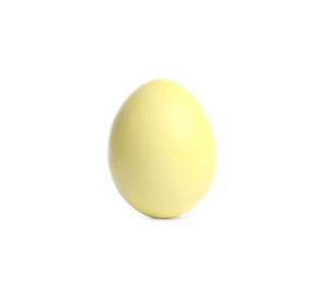 Photo of Green egg isolated on white. Easter symbol