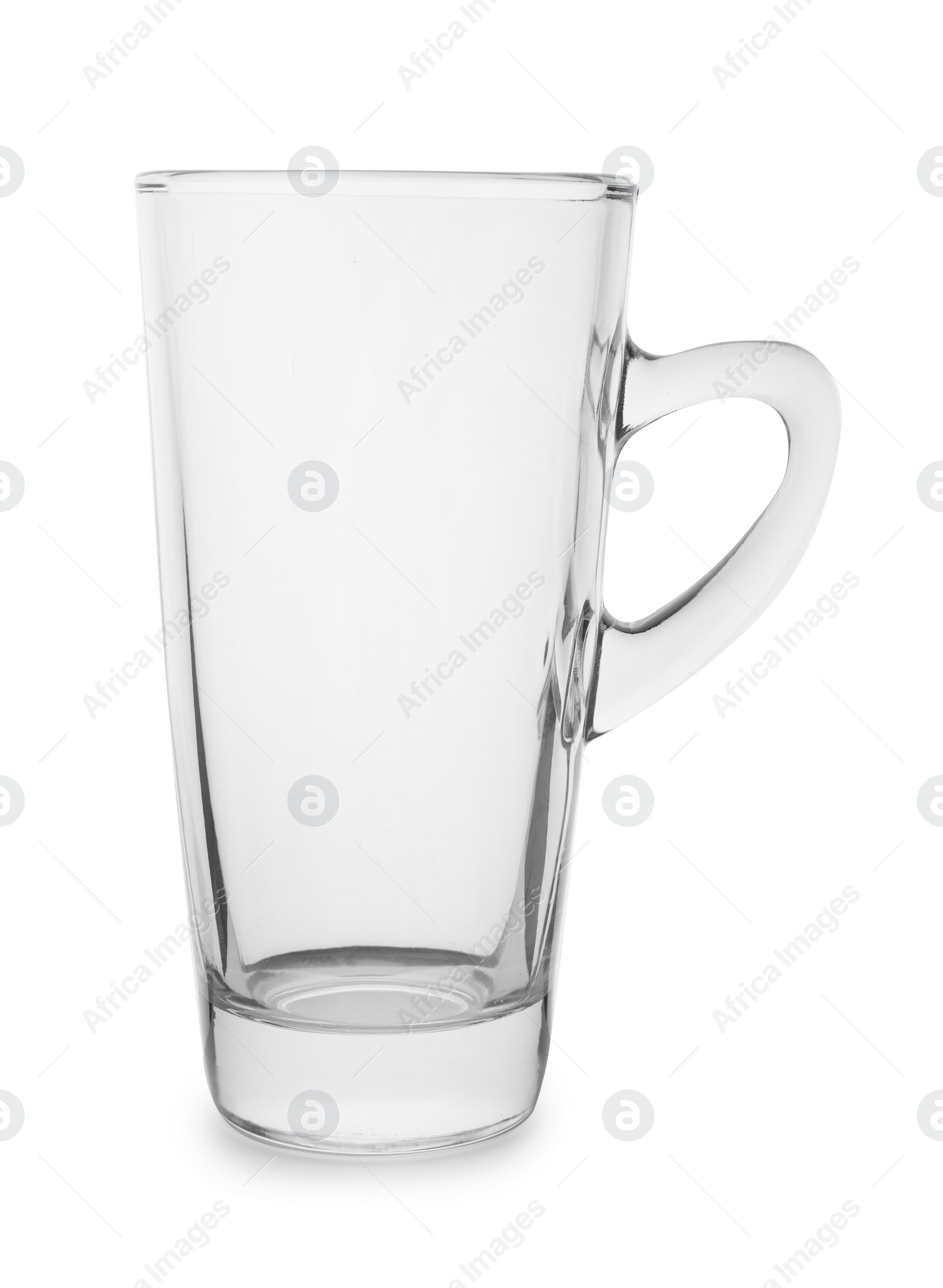 Photo of Empty glass cup for coffee on white background