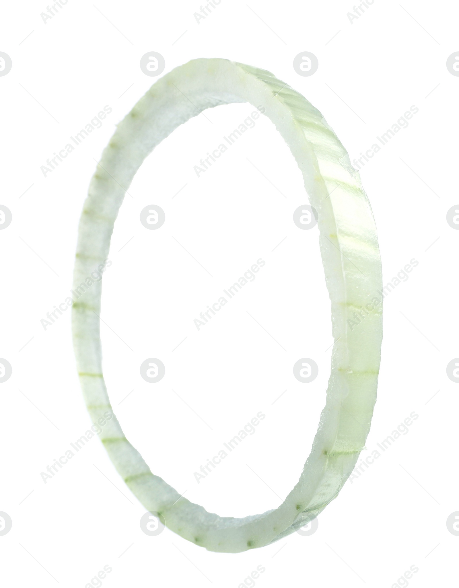 Photo of Fresh raw onion ring on white background