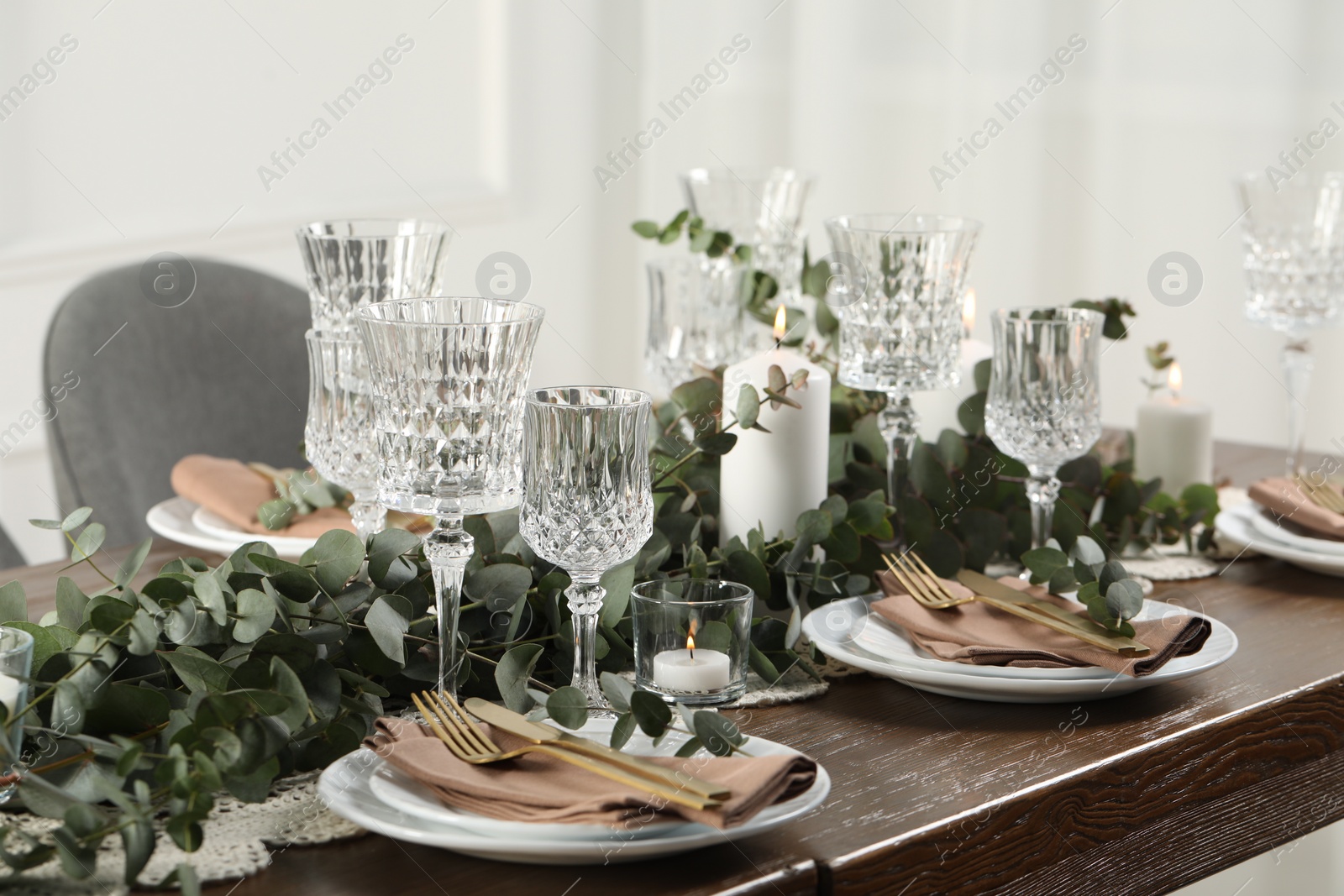 Photo of Stylish elegant table setting for festive dinner indoors