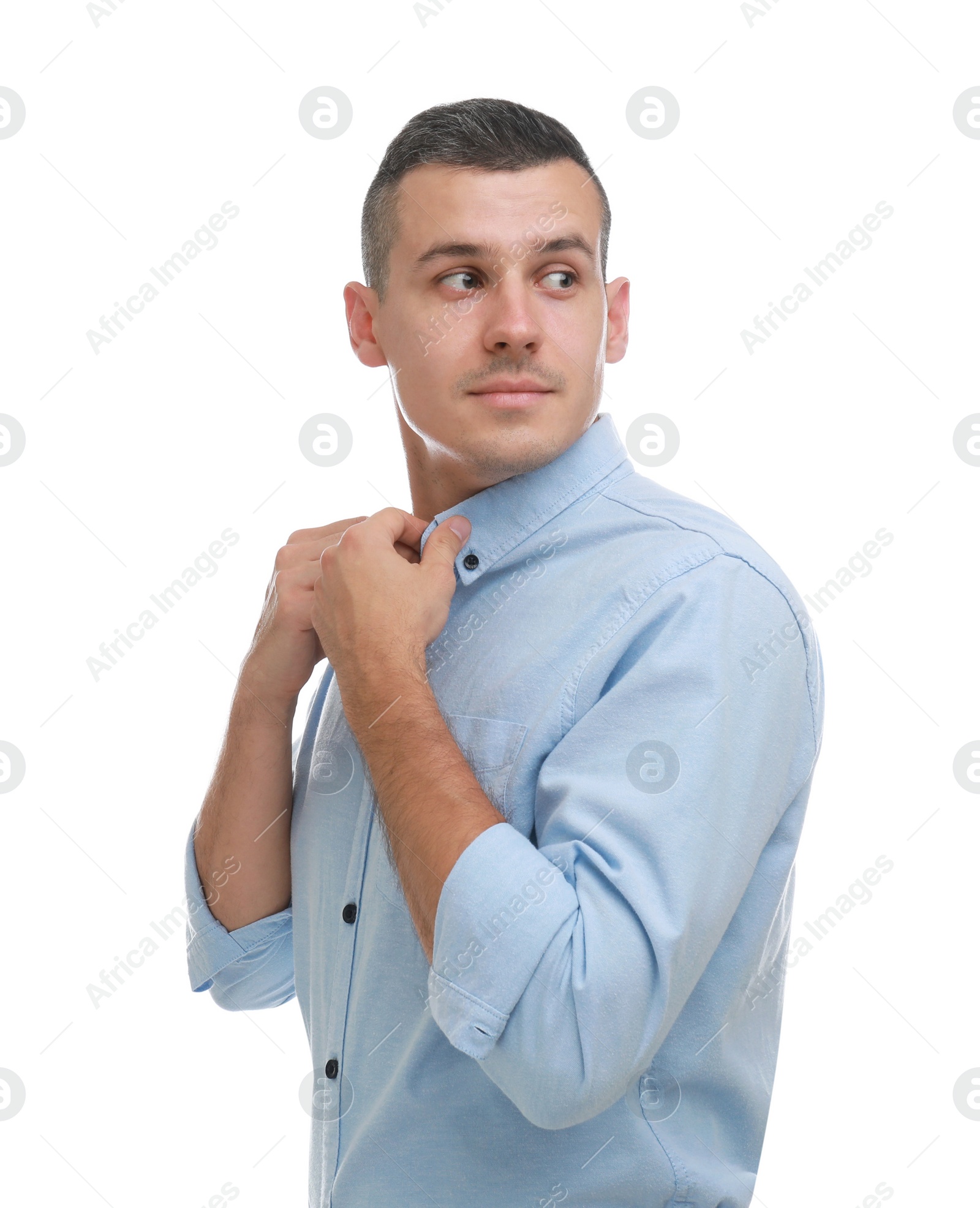 Photo of Portrait of handsome man on white background