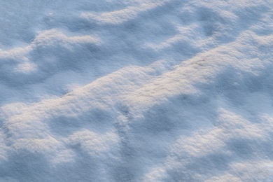 Photo of Beautiful snow as background, closeup view. Winter weather