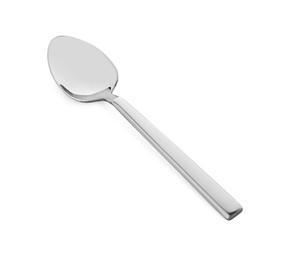 One clean shiny spoon isolated on white