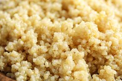 Closeup view of cooked quinoa. Healthy superfood