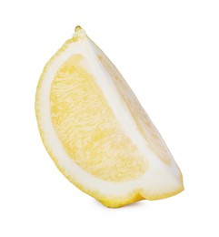 Photo of Citrus fruit. Slice of fresh lemon isolated on white