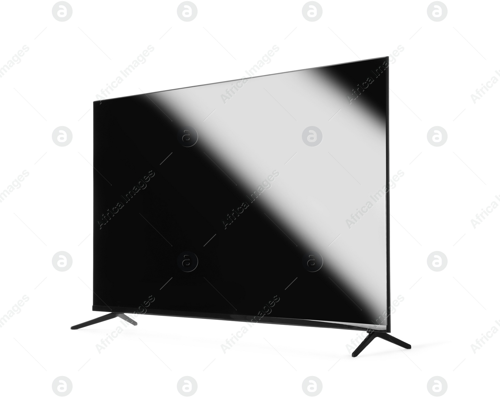 Photo of Modern TV with blank wide screen isolated on white