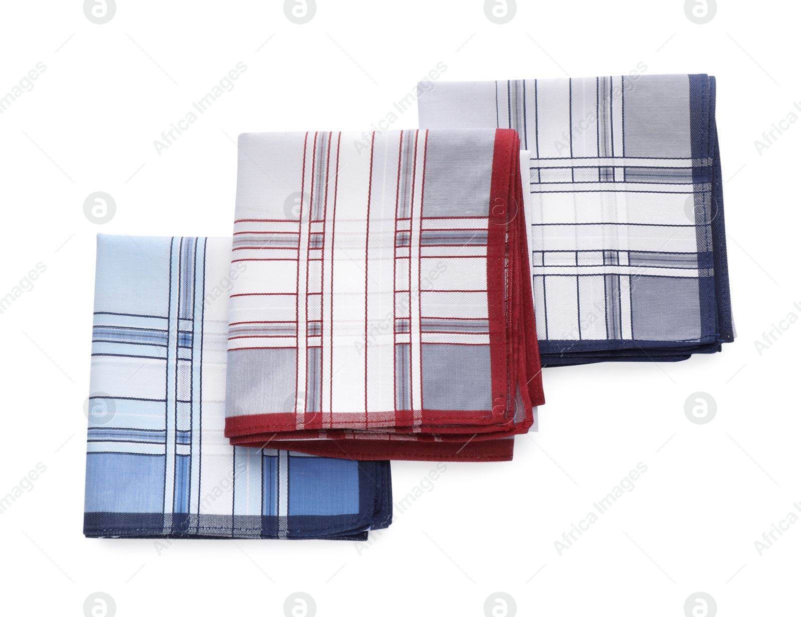 Photo of Stylish handkerchiefs on white background, top view