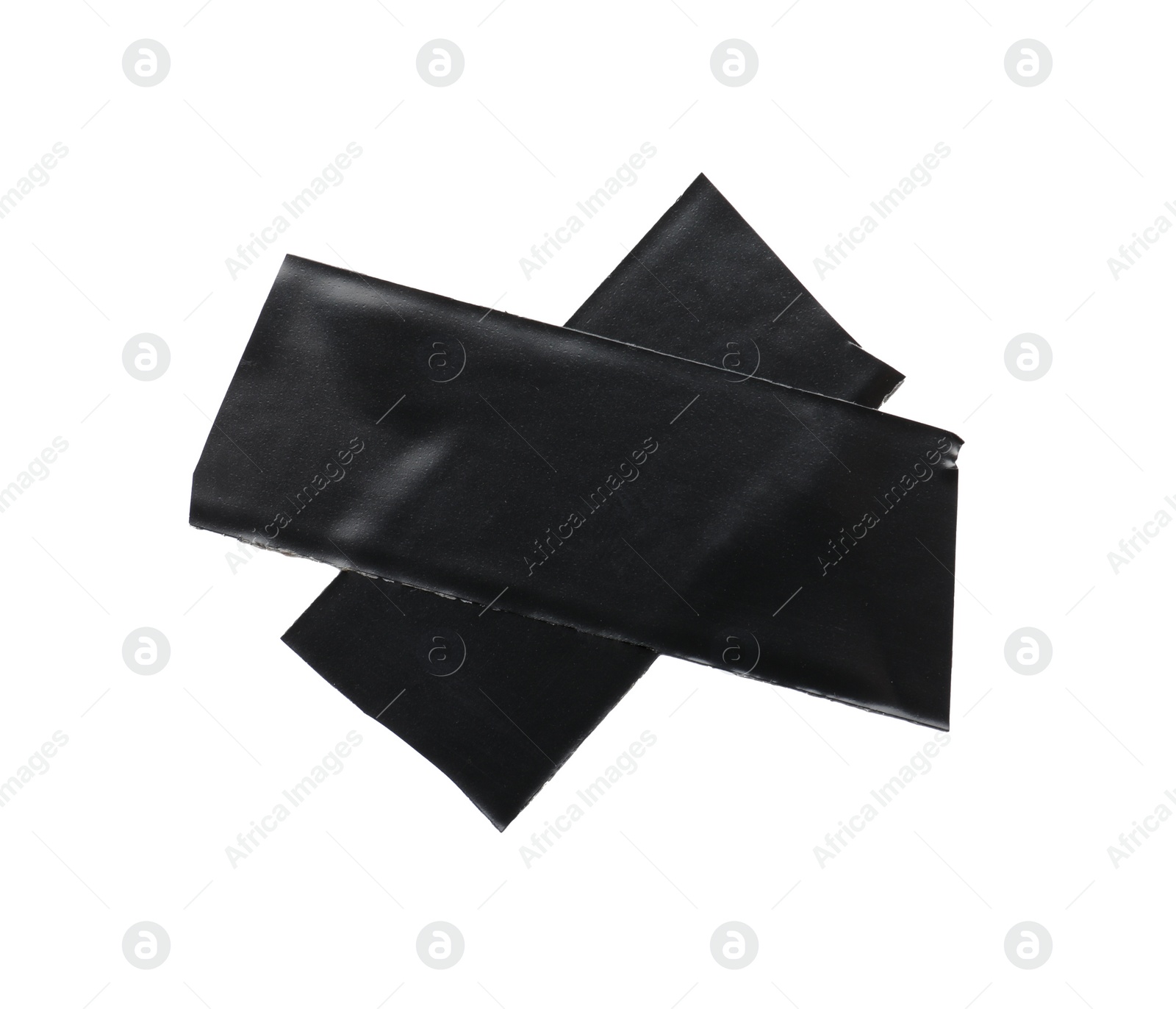 Photo of Cross of black insulating tape isolated on white, top view