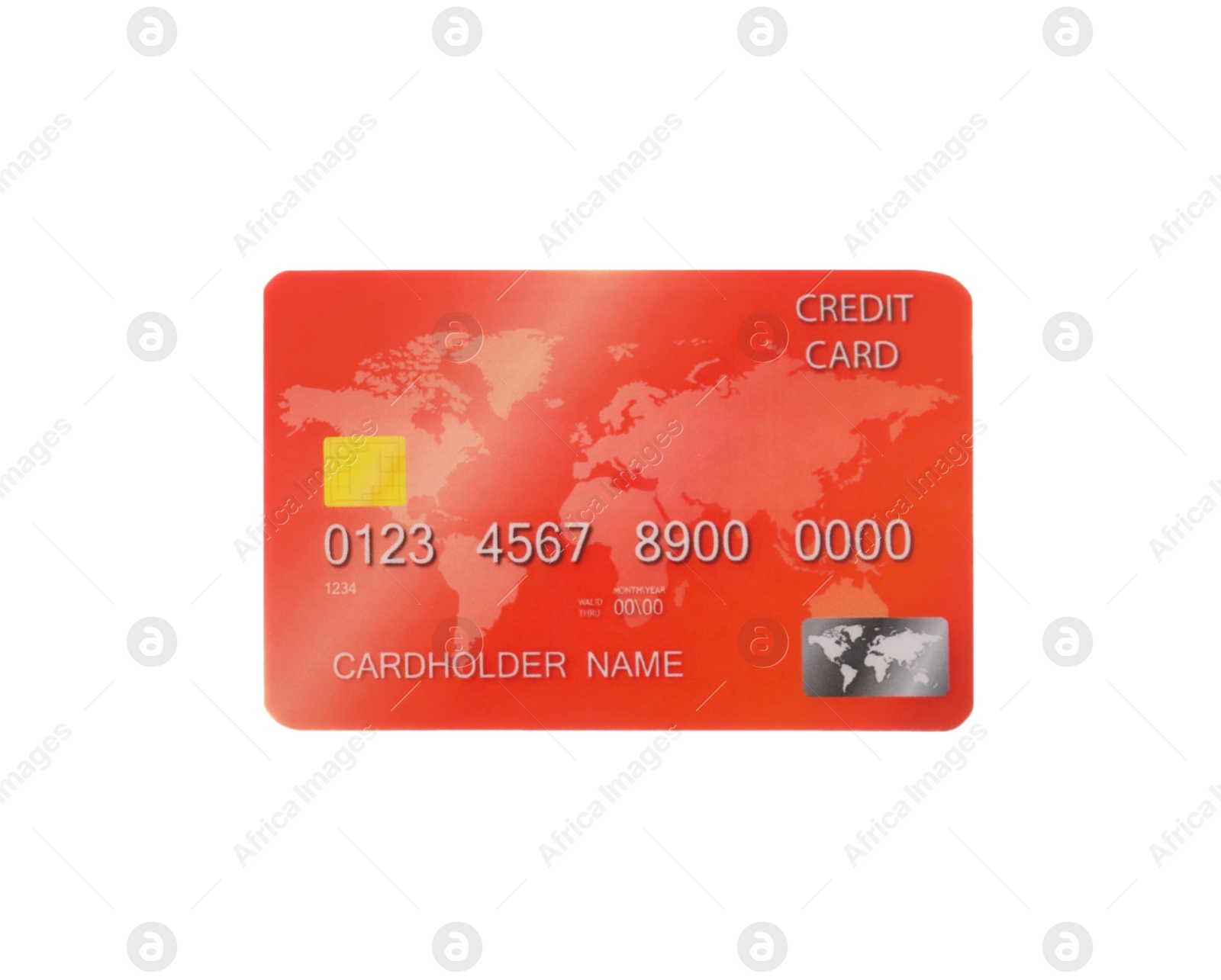 Photo of Red plastic credit card isolated on white