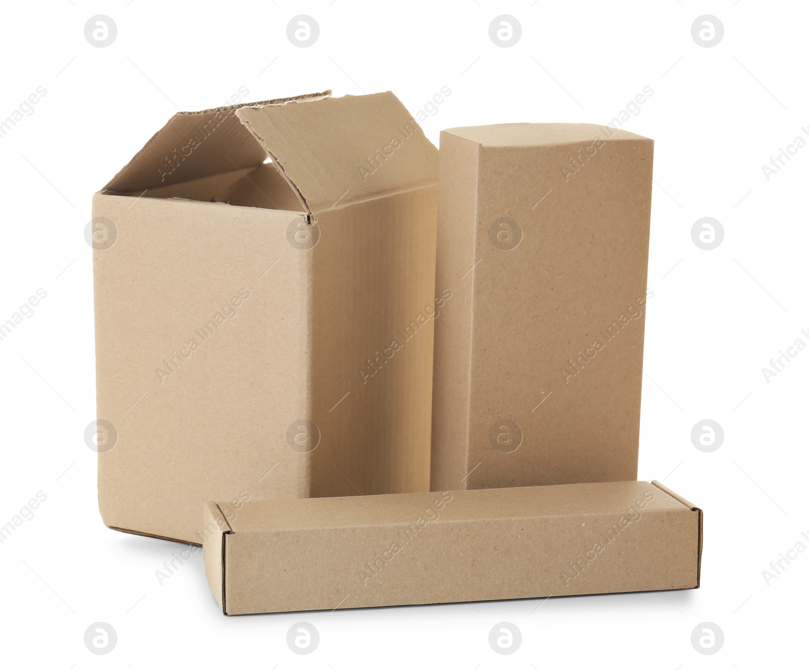 Photo of Cardboard boxes on white background