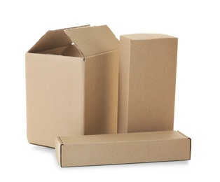 Cardboard boxes on white background