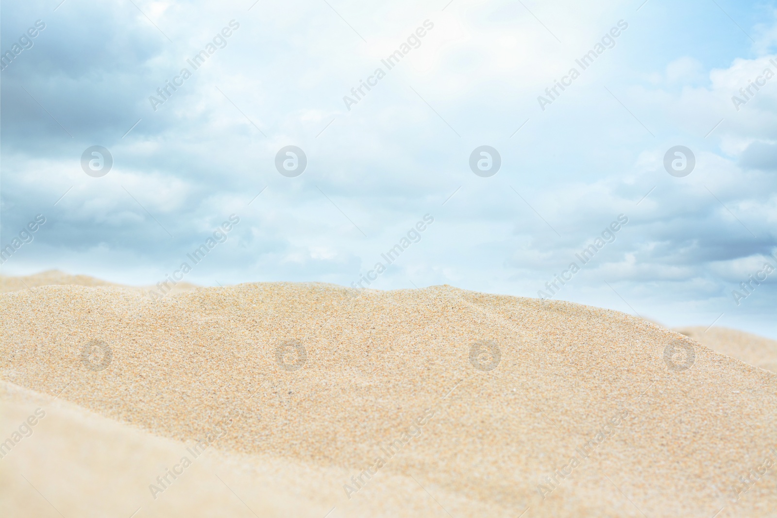 Photo of Beautiful view of sandy beach on summer day, closeup