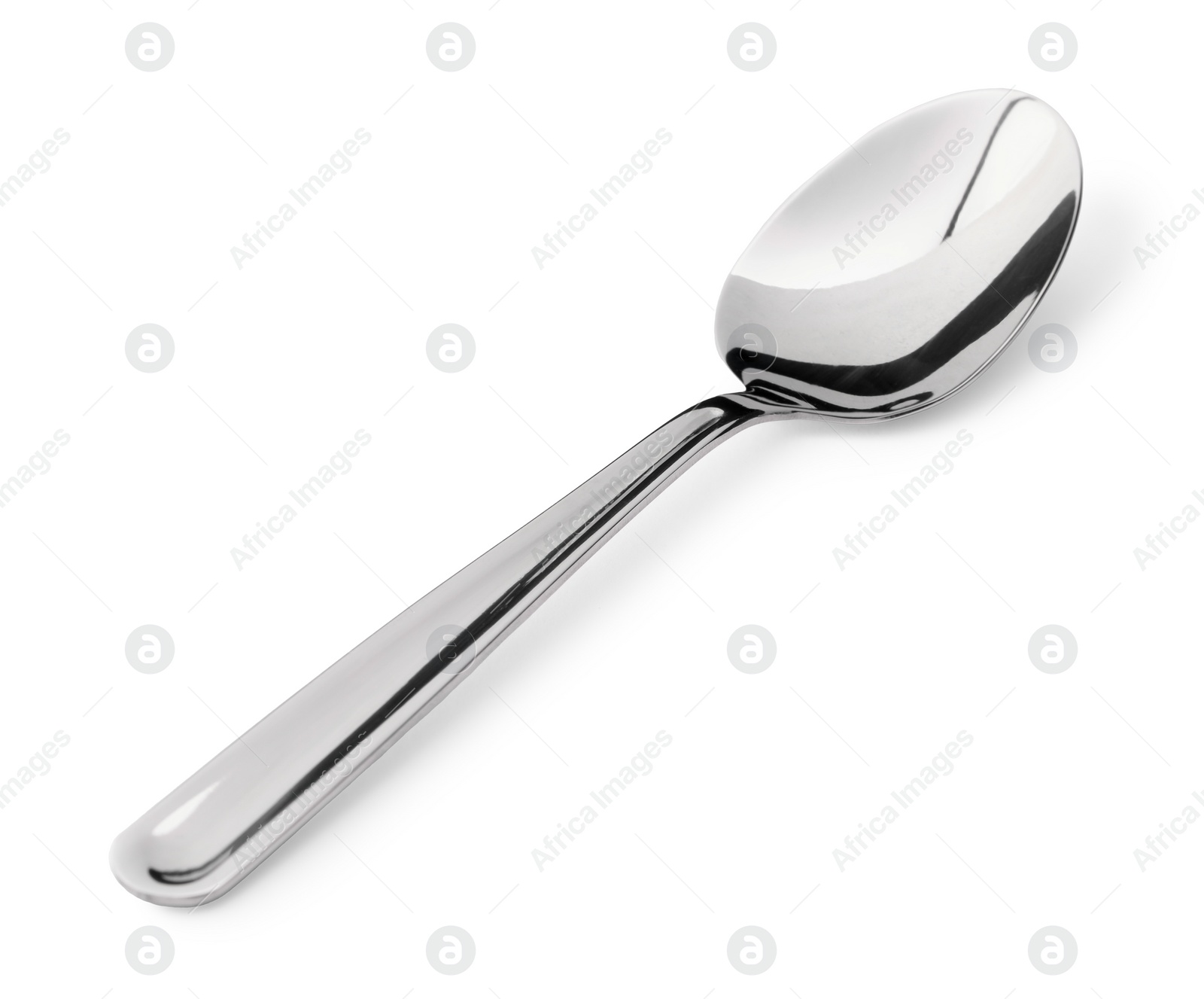 Photo of One new shiny spoon isolated on white