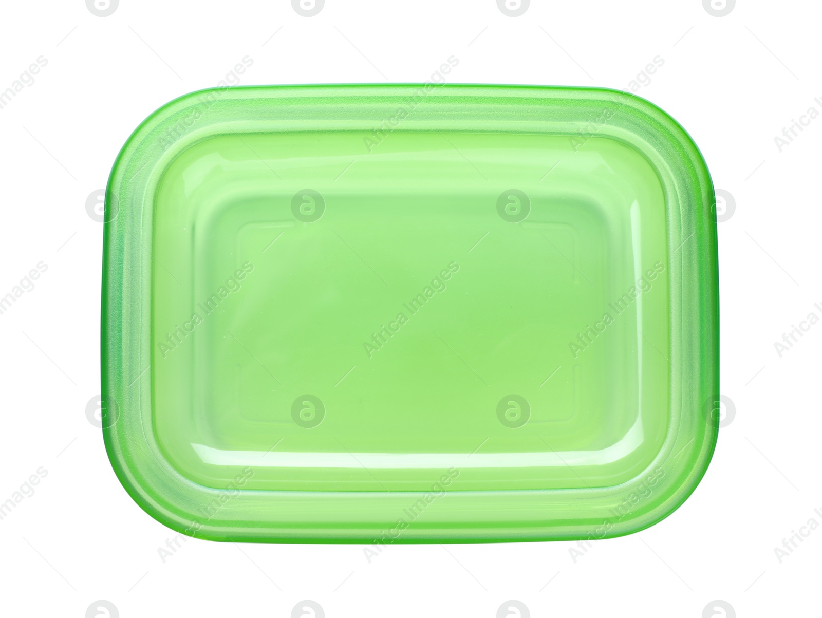 Photo of Empty closed container for food isolated on white, top view