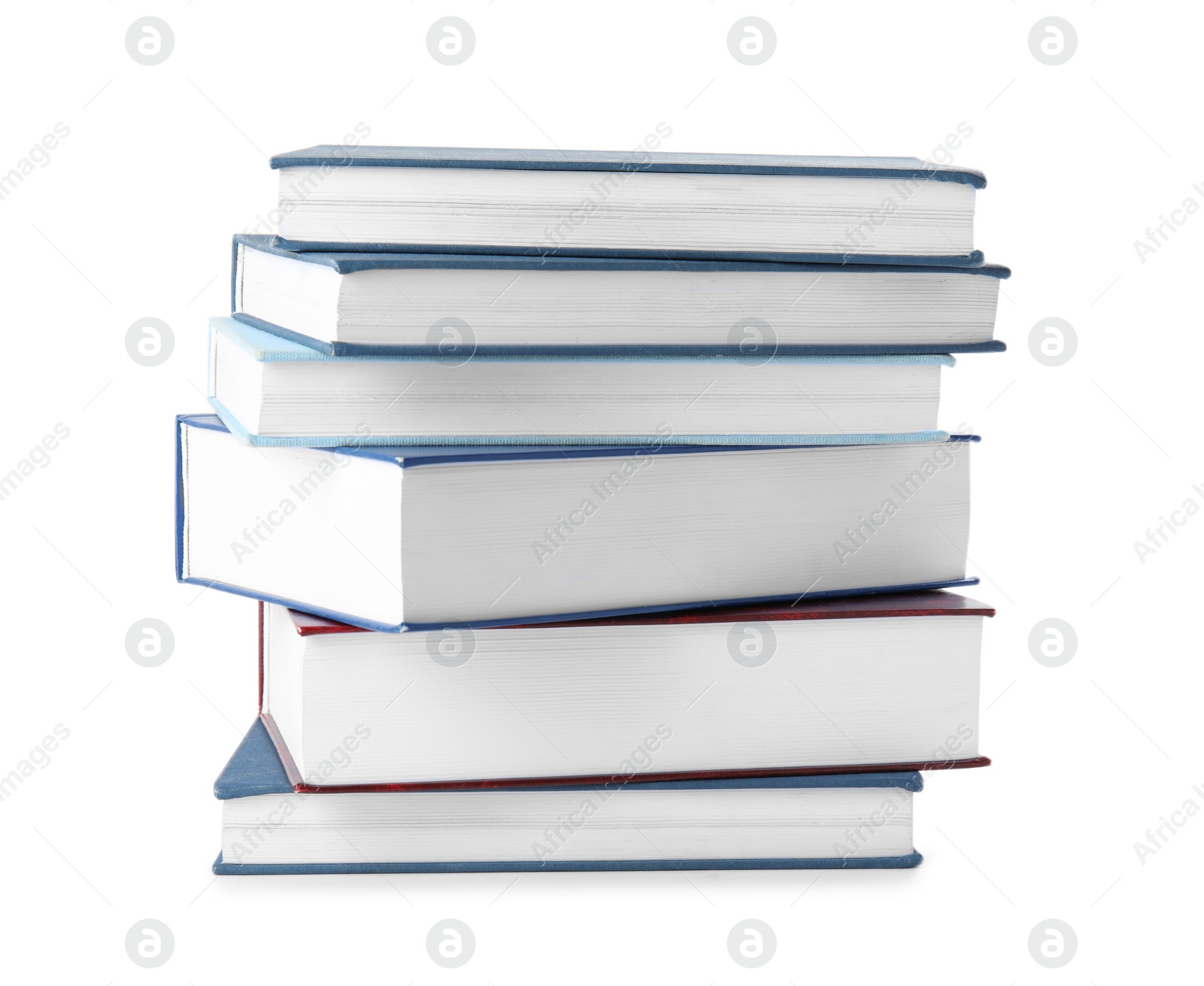 Photo of Stack of hardcover books on white background