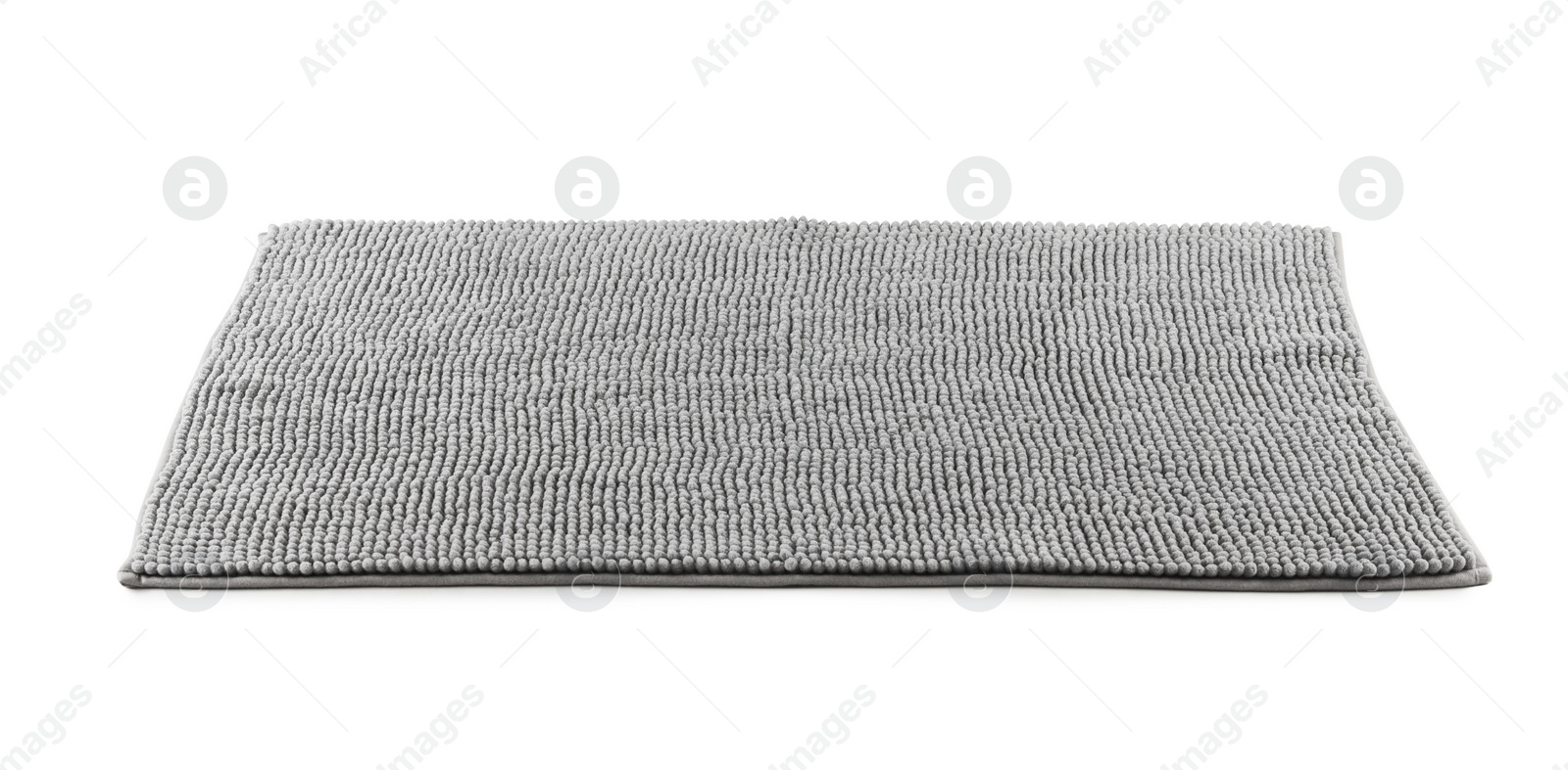 Photo of New grey bath mat isolated on white