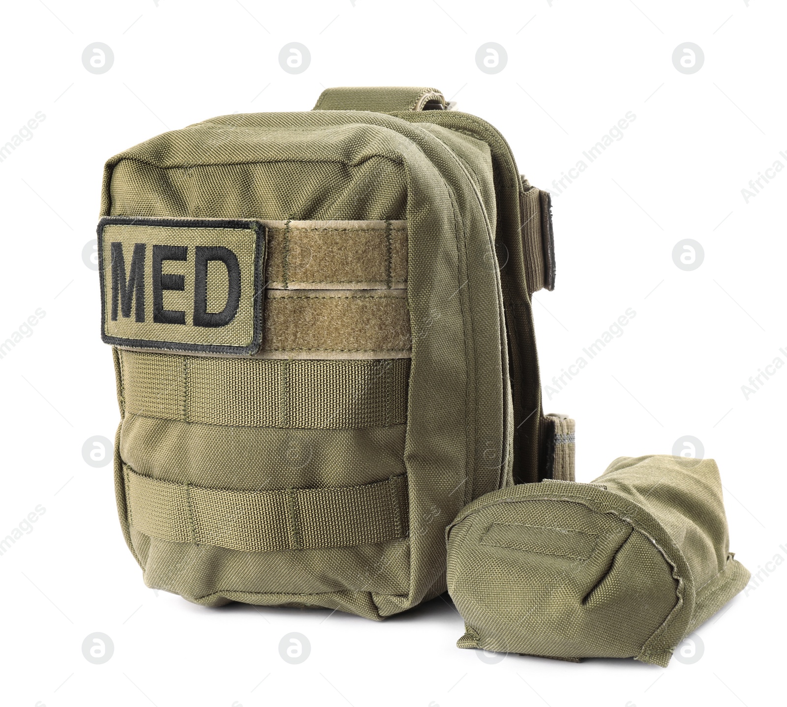 Photo of Military first aid kit isolated on white