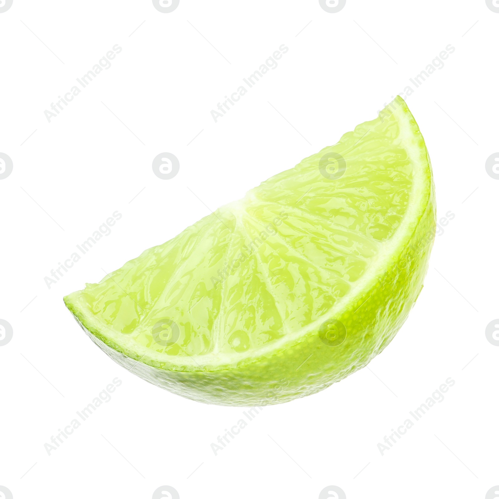 Photo of Slice of fresh green ripe lime isolated on white