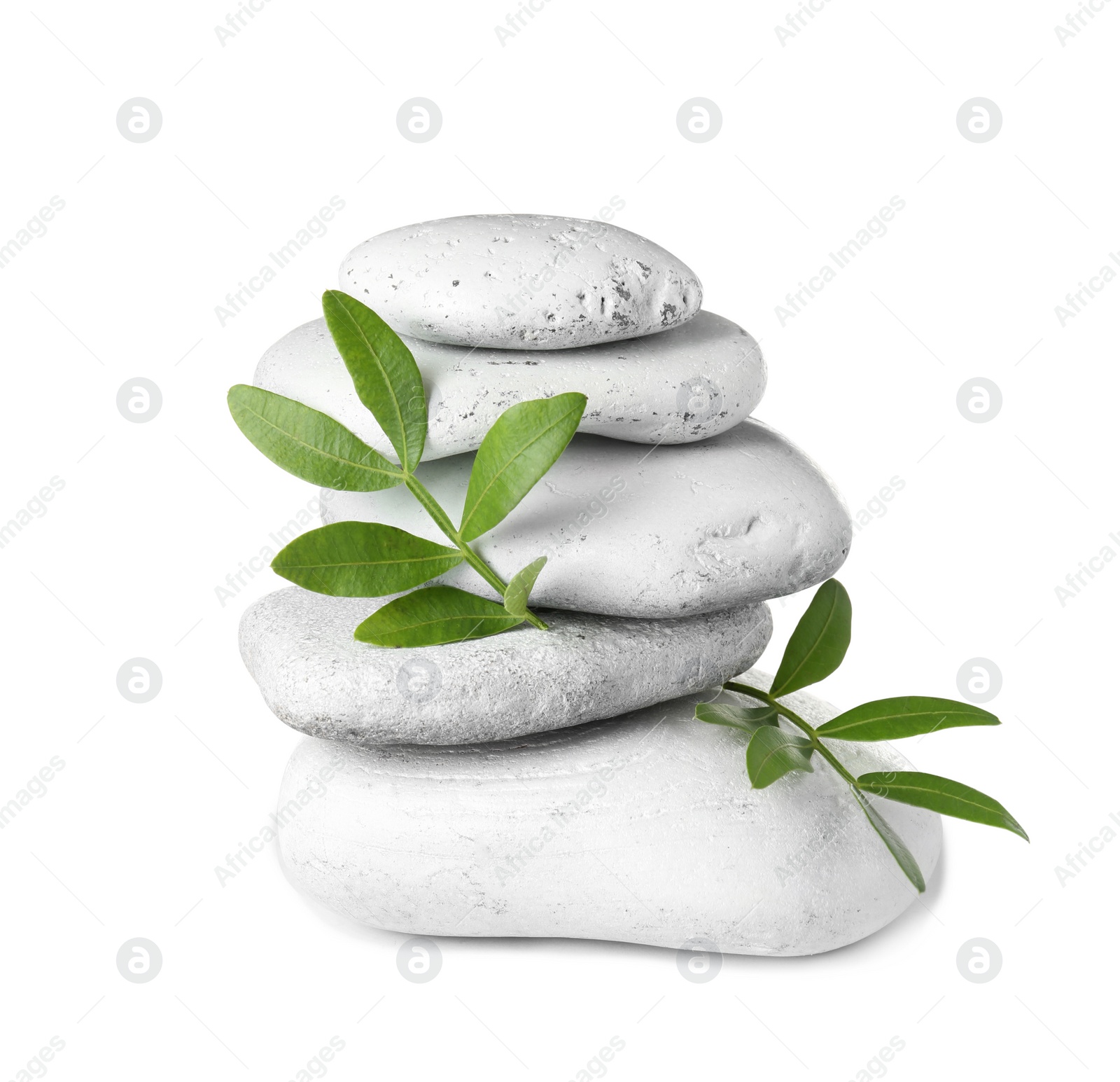 Photo of Composition with spa stones on white background