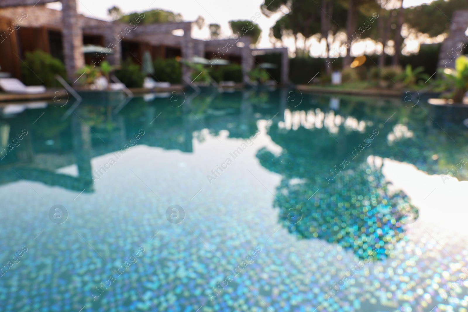 Photo of Outdoor swimming pool at resort, blurred view