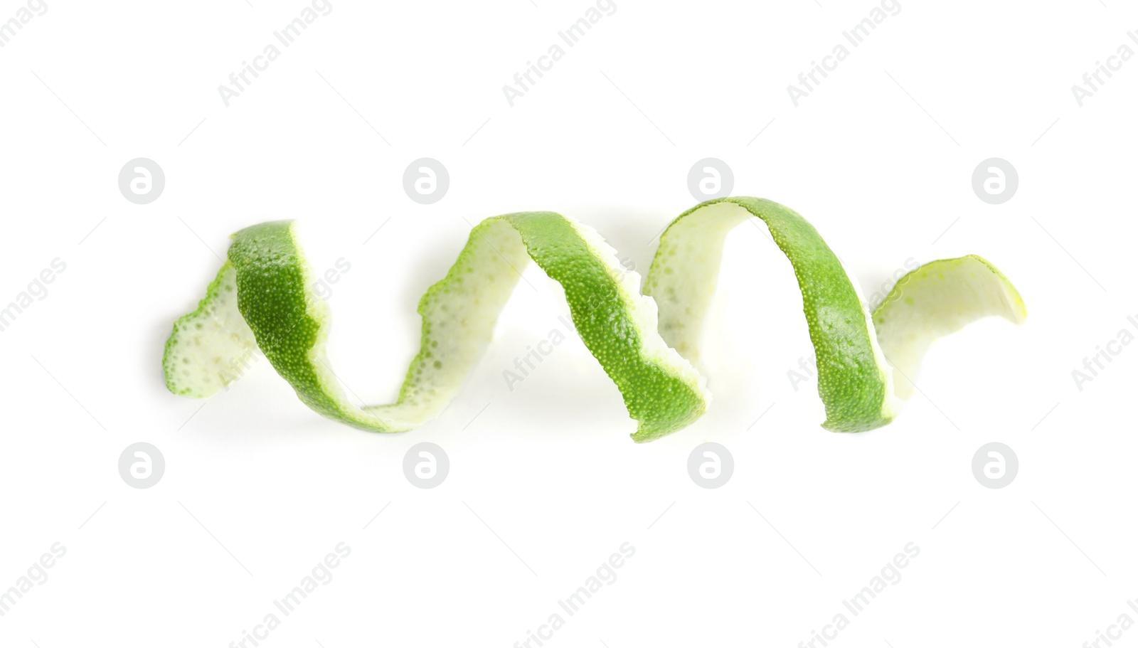 Photo of Peel of fresh ripe lime on white background