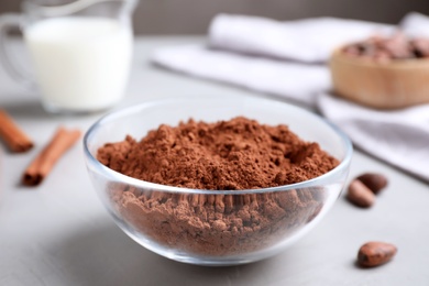 Photo of Cocoa powder in bowl on light table