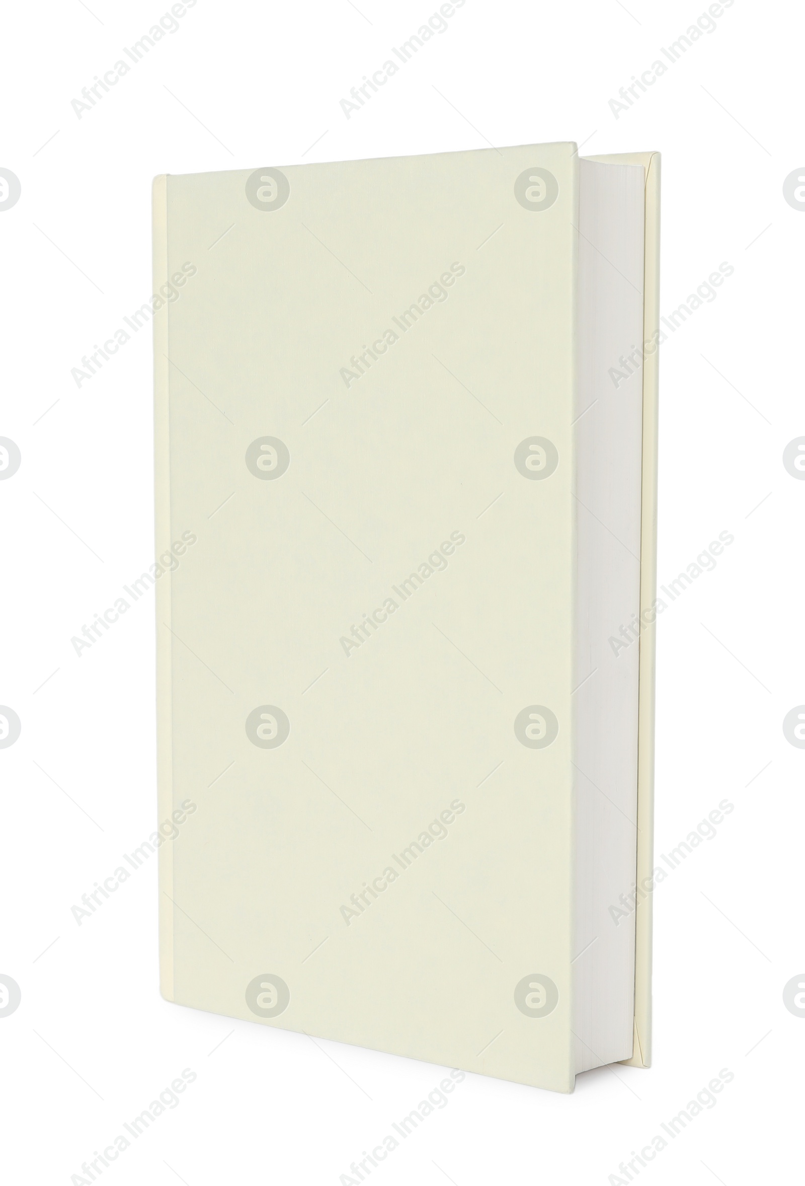 Photo of Closed book with brown hard cover isolated on white