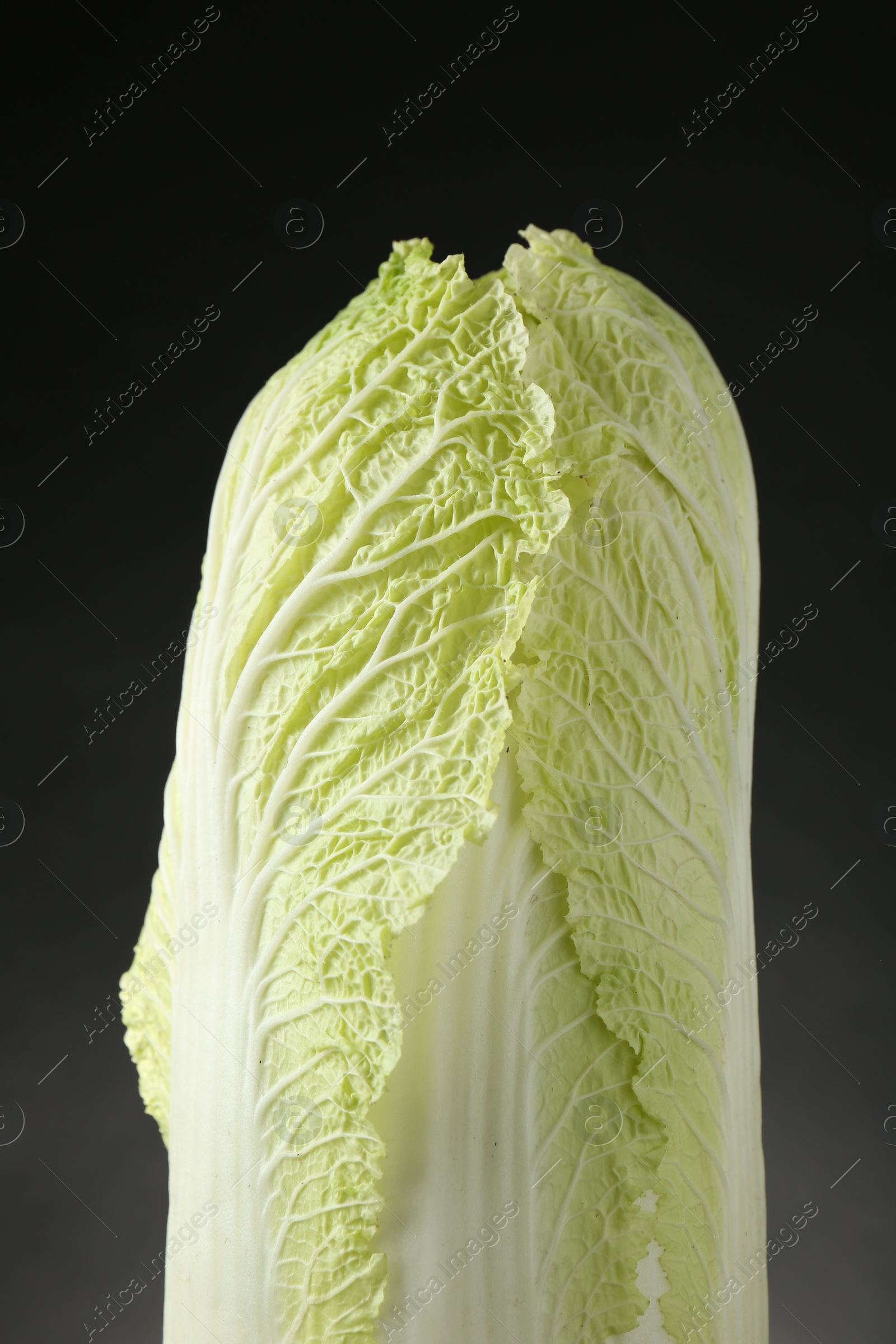 Photo of Fresh ripe Chinese cabbage on black background