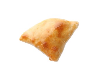 Photo of One delicious samosa isolated on white. Homemade pastry