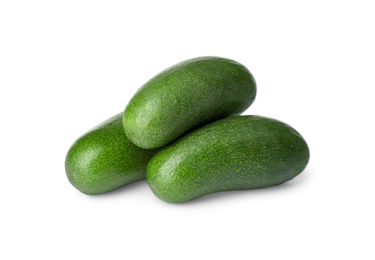 Photo of Fresh whole seedless avocados isolated on white