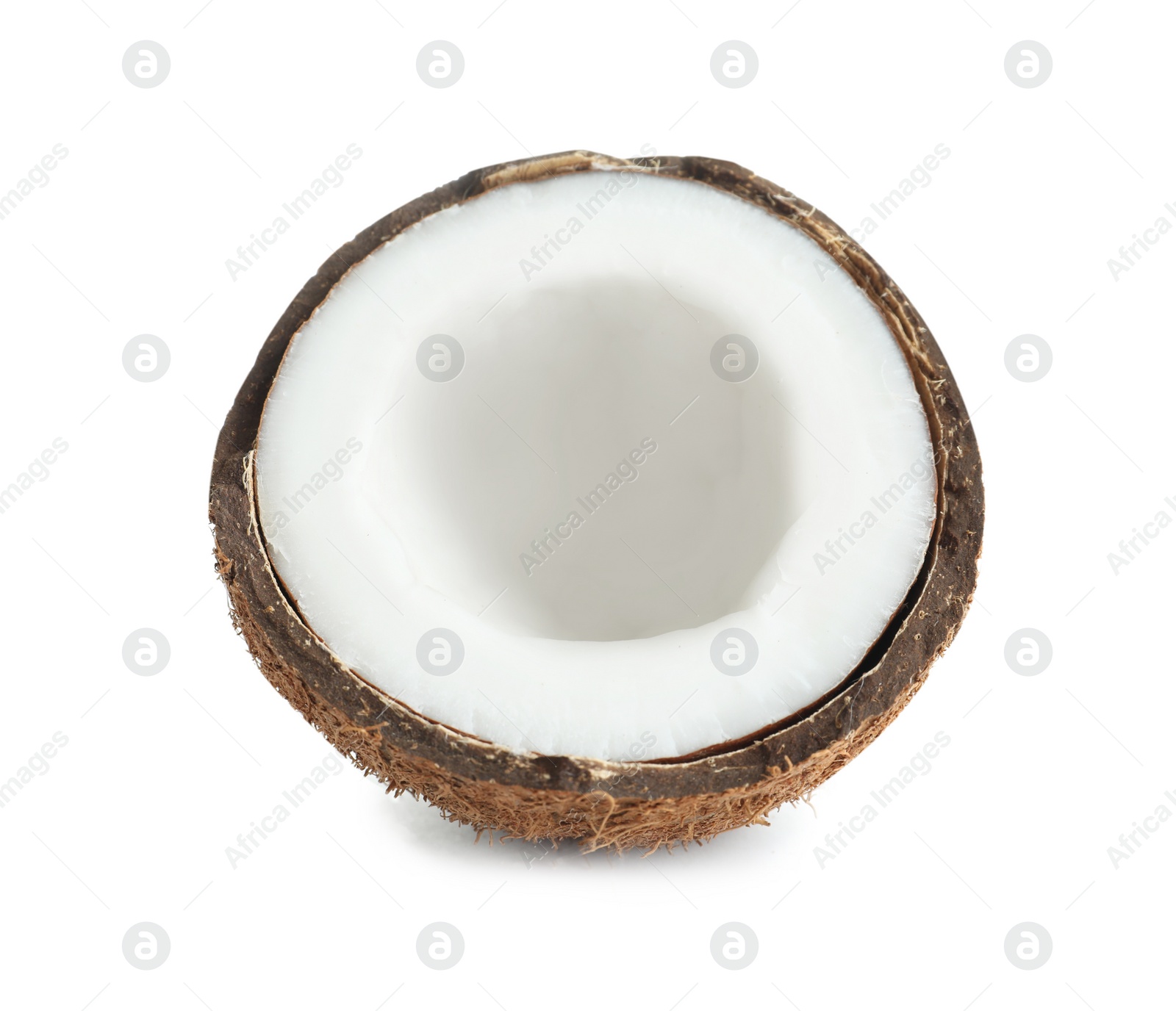 Photo of Half of coconut on white background