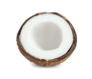 Photo of Half of coconut on white background