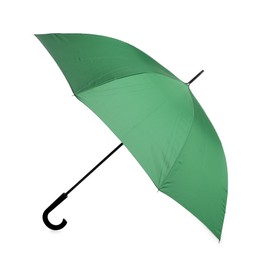 Photo of Stylish open green umbrella isolated on white