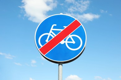 Photo of Traffic sign End Of Cycleway against blue sky